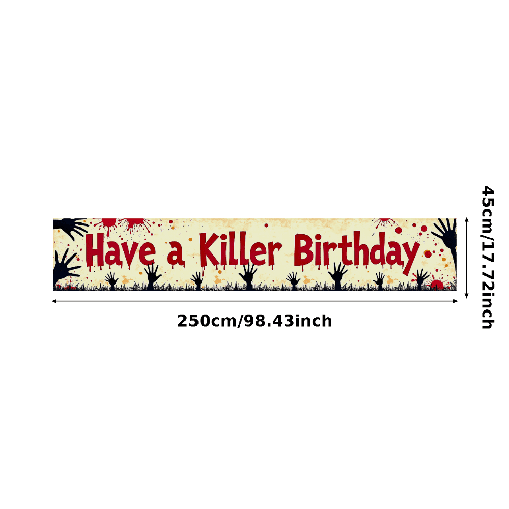 Horror Themed Blood Splatter Banner with Hand Silhouettes Birthday ...