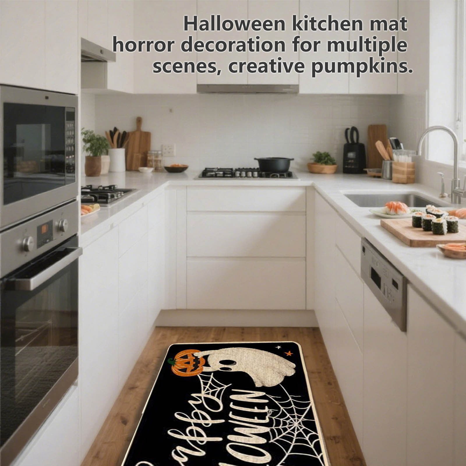 Horror Themed Kitchen Rug Mat, Festive Pattern Decorative Mat for ...