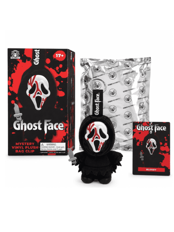 Horror Themed Vinyl Plush Bag Charm, Mask‑Design Collectible Character Figure Clip for Backpack, Purse, Keys & Novelty Gift