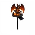 thumbnail image 1 of Horror Tombstone Bat Solar Powered Lawn Lamp, Illuminated Giant Bat Pumpkin Skull Statue Stake Light for Halloween Patio, 1 of 6