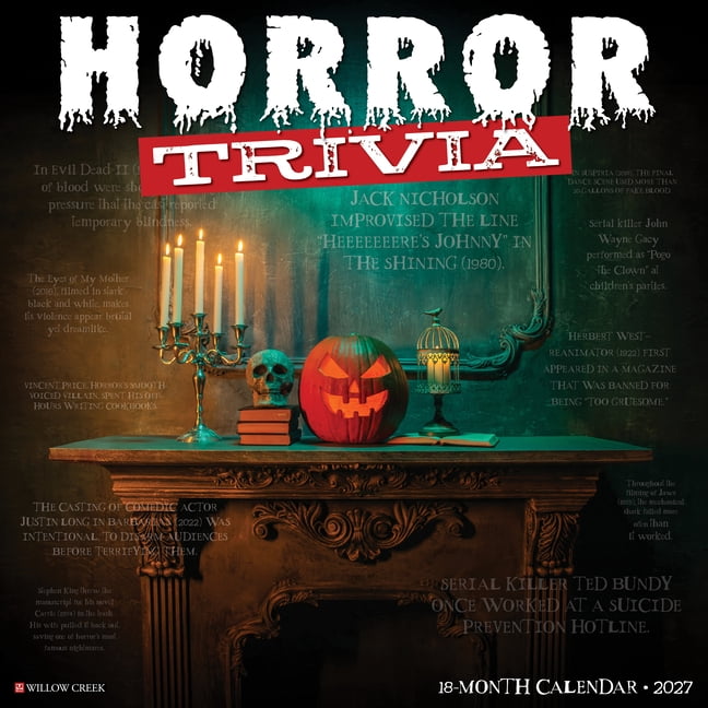 Horror Trivia 2027 12 X 12 Wall Calendar, (Paperback)