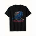 thumbnail image 1 of Horror - Vibe Graphic Tee,Tops Has Relatable “Raven with Eyeball & Bones Pattern” Design,Round Neck Regular Fit T - shirts, Size(S - 5XL), 1 of 5