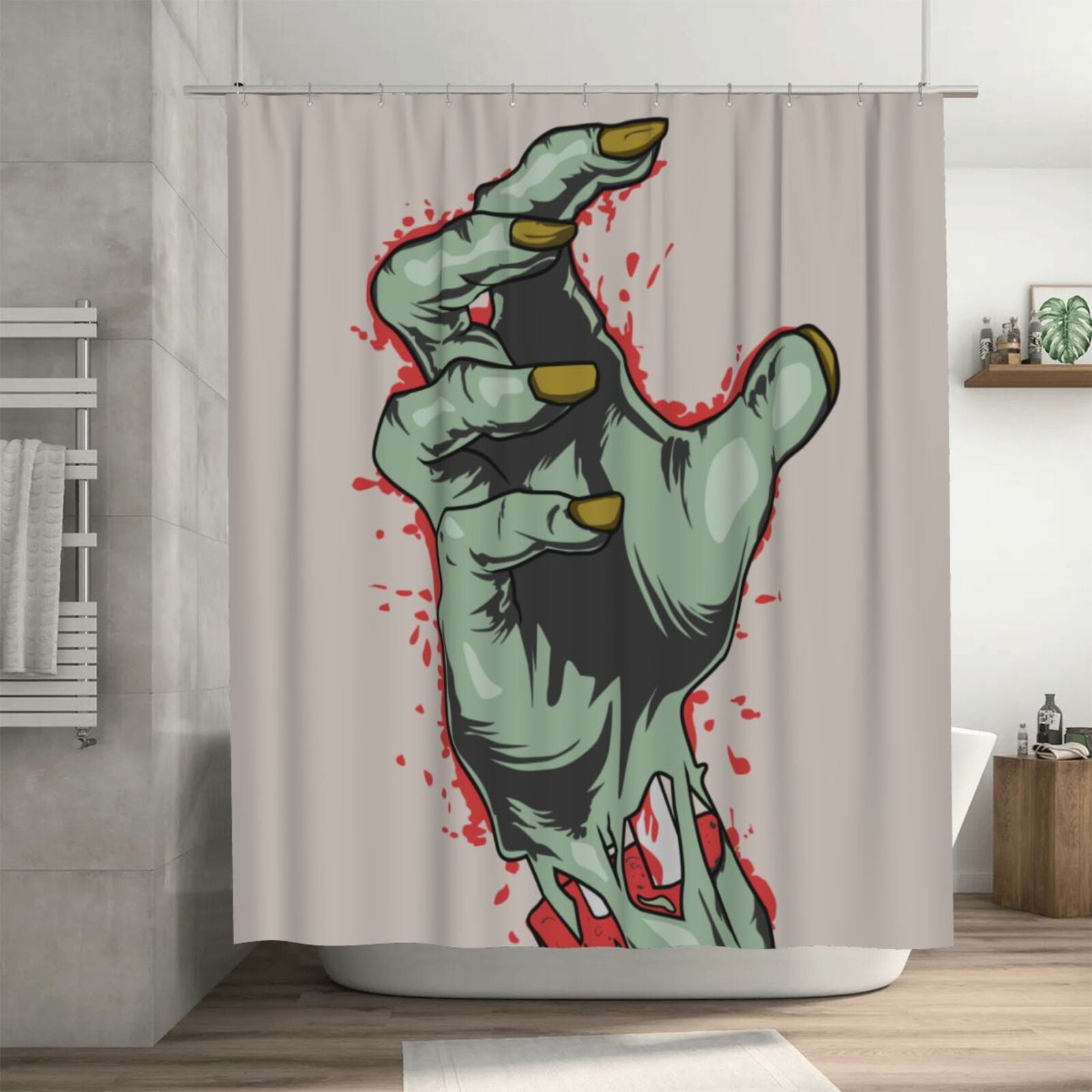 Horror Zombie Blood Hand Pattern Shower Curtain, Evil Death Monster