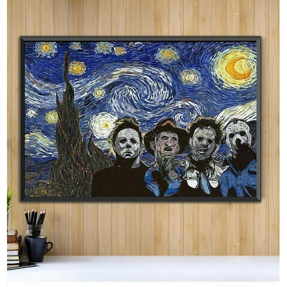 Horror characters the Starry Night poster 11 x 17 Inch Poster