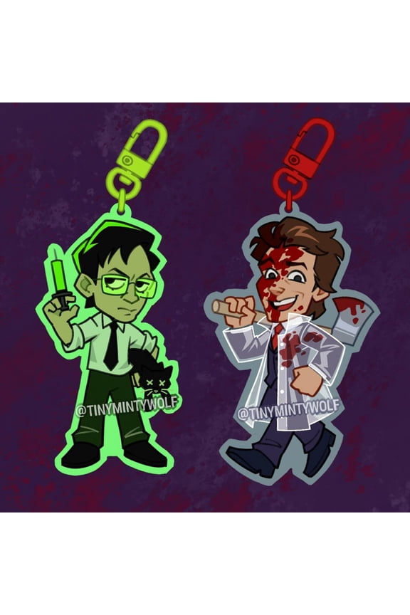 Horror inspired keychains Herbert West & Patrick Bateman (1 keychain)