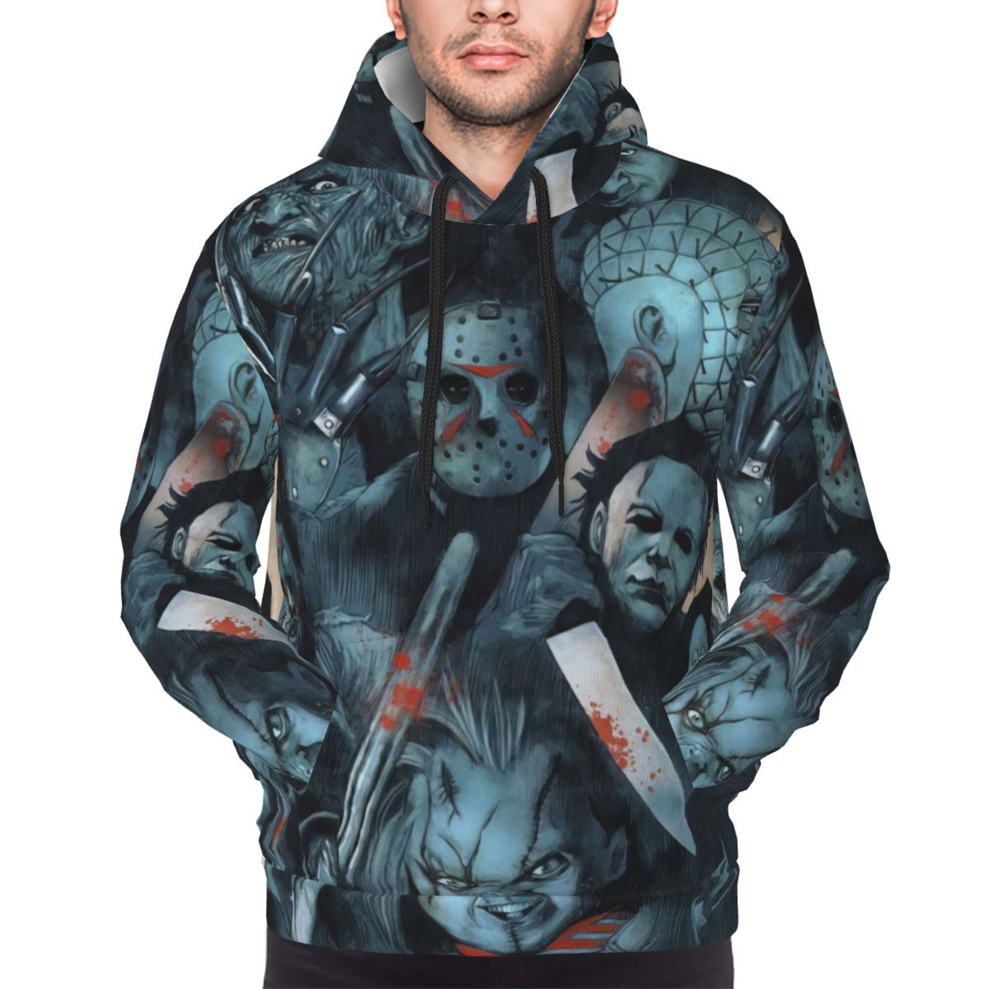 Horror movie Hoodie scare character Hoodies Casual Hooded Long Sleeve ...