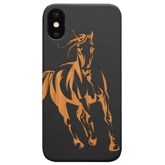 Horse 1 - Engraved Phone Model: iPhone X/Xs Universal, Color: Black