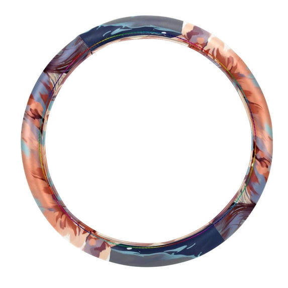 Horse 14.5 Inch Printing PVC Leather Car Wheel Covers Steering Wheel Cover Auto Accessories