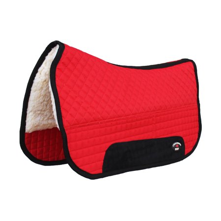 Horse 27" x 16" Contoured Fleece Lined Quilted Western Saddle Pad Red 3998