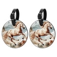 thumbnail image 1 of Horse 2pcs PU Leather Round Bag Tags Suitcase Handbag Tags with Privacy Cover and Name ID Tag for Travel Luggage, Handbags, Backpacks, School Bags, 1 of 6