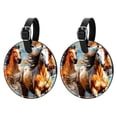 thumbnail image 1 of Horse 2pcs PU Leather Round Bag Tags with Privacy Cover and Name ID Tag - Suitcase Tags for Travel Luggage, Handbags, Backpacks, School Bags, 1 of 6