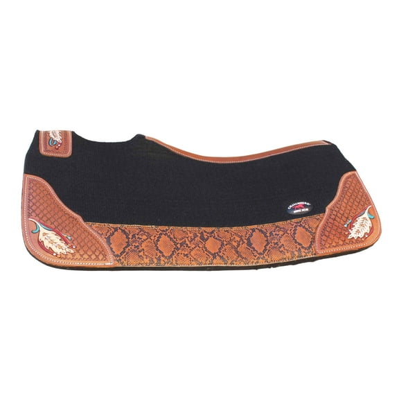 Horse 32" x 30" Western Contoured Wool Felt Therapeutic Saddle Pad Black 39216BK