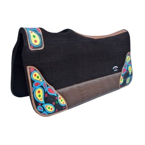 Horse 32" x 30" Western Contoured Wool Felt Therapeutic Saddle Pad Black 39219BK