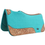 Horse 32 x 30 Western Contoured Wool Felt Therapeutic Saddle Pad Teal 39177TL