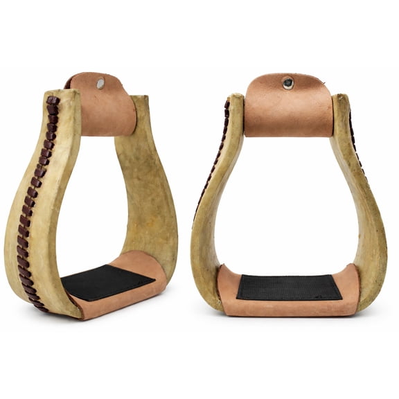 Horse 5-3/4" Wide Horse Western Saddle Rawhide Leather Covered Roper Stirrups 51175W