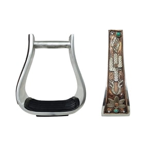 Horse 5" Aluminum Antique Copper Cactus Cactus Engraved Western Saddle Stirrups 51252