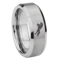 thumbnail image 1 of Horse 8MM Beveled Edge Gray Tungsten Men Ring, 1 of 2