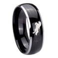 thumbnail image 1 of Horse 8MM Dome Glossy Black 2 Tone Tungsten Men Ring, 1 of 2