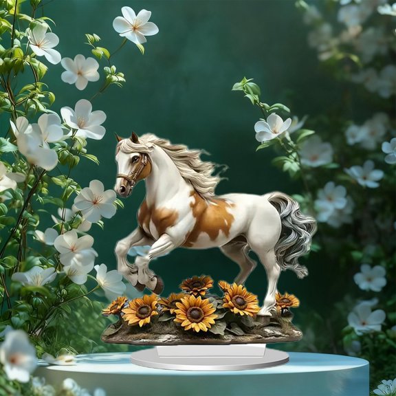 Horse Acrylic Desk Decor, Set of Modern 2D Laser Cut Acrylic Horse Figurines with Stand, Minimalist Tabletop Decor for Office, Living Room, Bookshelf, Home and Office Decoration, Gift Idea