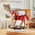 thumbnail image 1 of Horse Acrylic Ornament, Rotating Lunar New Year Decoration, Prosperity Symbol Desktop Display, Glitter Horse and Coin Figurine for Home Office Shelf, 1 of 6