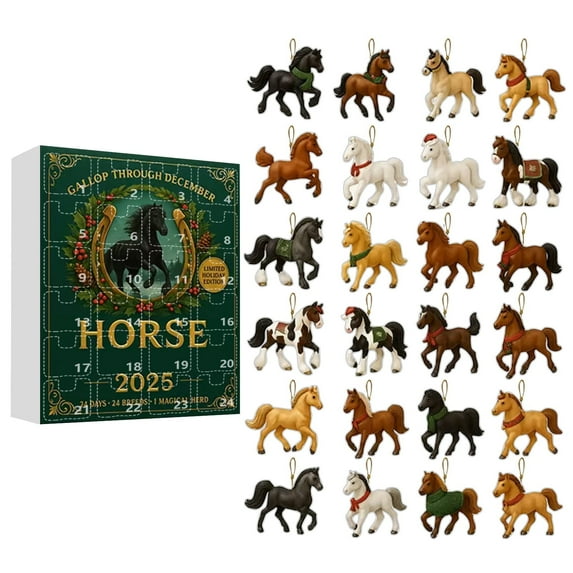 Horse Advent Calendar 2025 – Christmas Countdown Calendar with 24 Unique Horse Figurines Pendants, Holiday Horse Collectible Set, Xmas Countdown Gift for Adult Horse Lovers, Horse Ornament Calendar