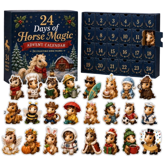 Horse Advent Calendar,24 Days Of Horse Magic, 24 Days Of Magic Christmas Countdown Calendar With Unique Mini Horses Figurines, Gift For Horses-Lovers, Girls And Equine Enthusiasts