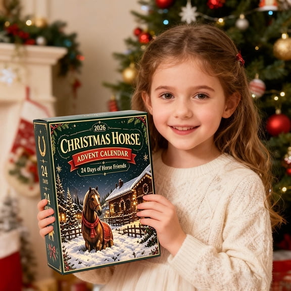 Christmas Horse Advent Calendar, 24 Day Miniature Figurine Countdown, Holiday Surprise Display Set For Equestrian Themed Homes