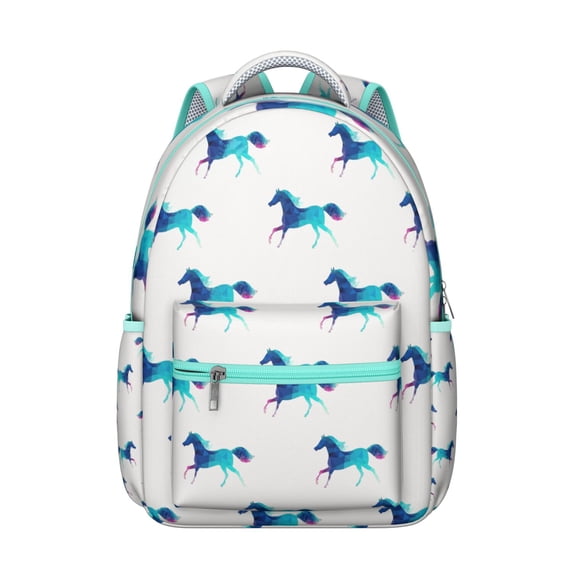Horse Adventure Backpack - Waterproof School Bag with Galloping Mustang Graphics - Stylish Bookbag for Equestrian Enthusiasts in School
