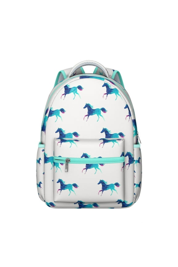 Horse Adventure Backpack - Waterproof School Bag with Galloping Mustang Graphics - Stylish Bookbag for Equestrian Enthusiasts in School
