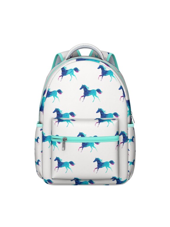 Horse Adventure Backpack - Waterproof School Bag with Galloping Mustang Graphics - Stylish Bookbag for Equestrian Enthusiasts in School