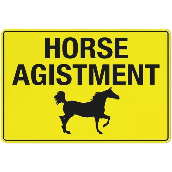 Horse Agistment Bright Yellow Sign Sign, 8"x12" Grade Reflective Sheeting Rust Free Aluminum, Weather Resistant, Waterproof, Easy To Mount