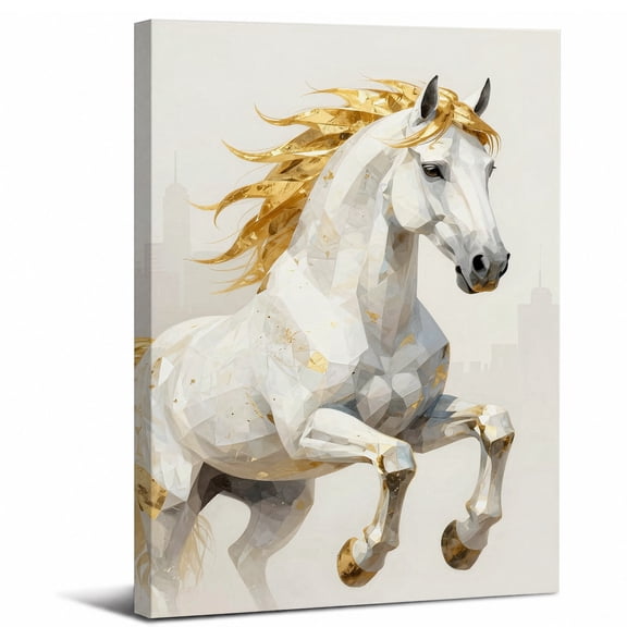 Horse Animal Canvas Wall Art Framed,Luxury Wildlife Artwork Landscape canvas print for bathroom bedroom or living room decor,8x12in