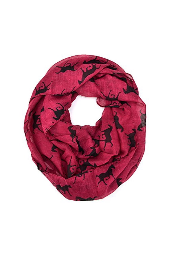 Horse Animal Print Soft Infinity Loop Scarf (Fusia)