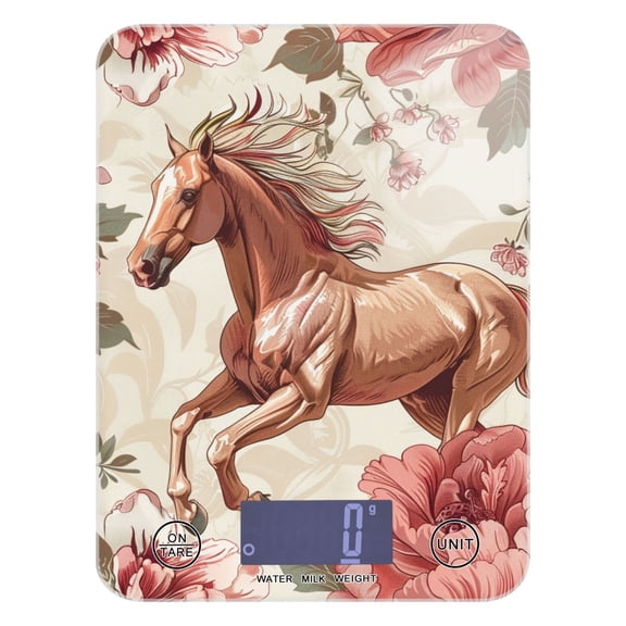Horse Around Flowers Floral Food Scale Digital Kitchen Scale Waterproof Tempered Glass Tare Function 11 lb for Baking Cooking Meal Prep