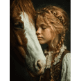 thumbnail image 1 of Horse & Baby Canvas Wall Art, Cute Foal Print, Girls Room Sweet Home Wall Decor, 1 of 8