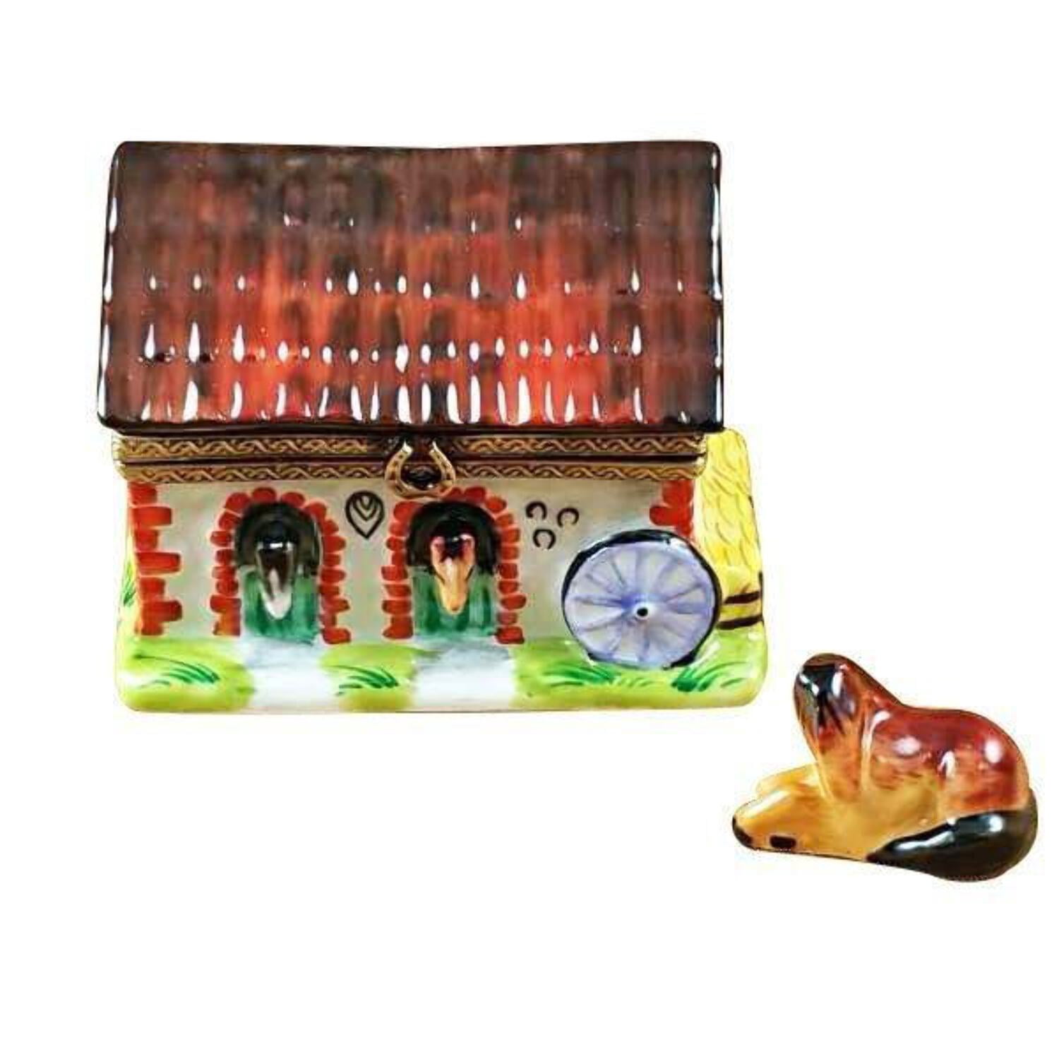 Horse Barn Limoges Box for Equestrian Collectors Limoges Box Porcelain Figurine