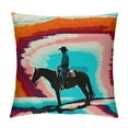 thumbnail image 1 of Horse Barrel Racing Serape pattern Rodeo Cowgirl Throw Pillow, 1 of 5