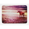 thumbnail image 1 of Horse Bath Mat, Pastel Toned Romantic Scene of a Lonely Animal on Meadow Under Clouds, Plush Bathroom Decor Mat with Non Slip Backing, 29.5" X 17.5", Dried Rose Dark Magenta, by Ambesonne, 1 of 2
