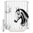 thumbnail image 1 of Horse Bathroom Shower Curtains with 12 Hooks Polyester Waterproof Shower Curtain for Stalls and Bathtubs Modern Sketch Abstract Vintage Art Decorative Bathroom Privacy Curtain 66x72 Inches, 1 of 9