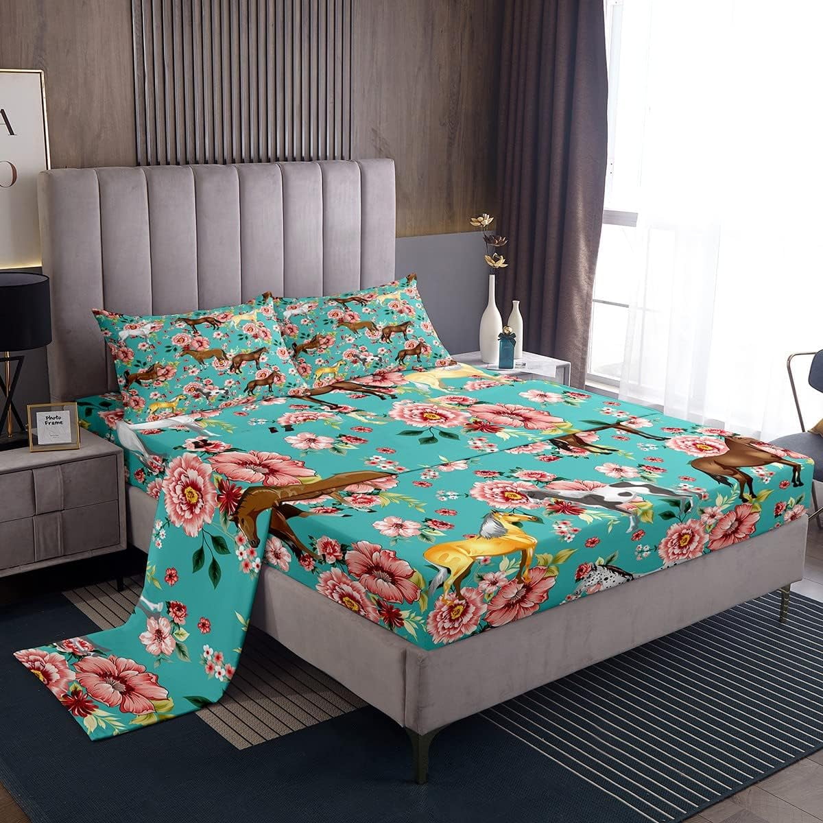 Horse Bed Sheets Queen Chic Retro Blossom Sheet Set For Kids Girls