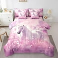 thumbnail image 1 of Horse Bedding Comforter Sets 7-Piece Pink Butterfly Bed in a Bag, Dreaming Pink Pastel Twin Bedding Sets Chic Floral Flower Comforter Set, Magical Unicorn Bedding Sets Room Decor, 1 of 4