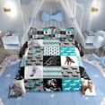thumbnail image 1 of Horse Bedding,Western Farmhouse Horse Comforter Set Twin Bed,Boho Arrow Teal Zebra Stripe Comforter Women,Rose Flower Rustic Cowboy Quilt Duvet Sets 1 Pillowcases Black White, 1 of 7
