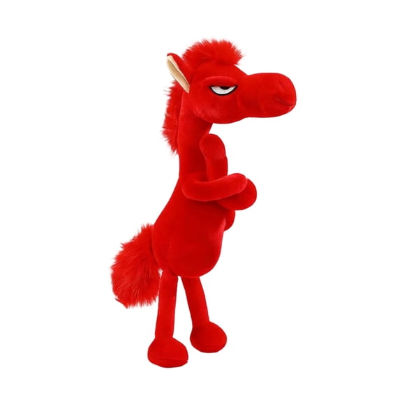 Horse Bedtime Stuffed Animals Toys Comfort Plushie Toys Soft Fluffy Cute Lifelike Animal Doll for Kids Friends Birthday Easter Day Gifts Red