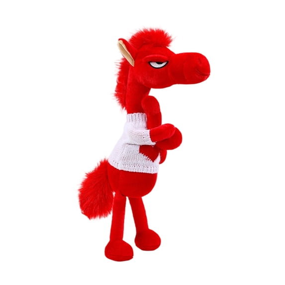 Horse Bedtime Stuffed Animals Toys Lifelike Plushie Toys Soft Fluffy Cute Animal Doll Comfort for Kids Friends Birthday Easter Gifts Red