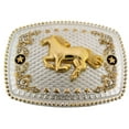 thumbnail image 1 of Horse Belt Buckle Western Texas Cowboy Rodeo Fashion Costume Silver Metal New Big, 1 of 2