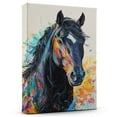 thumbnail image 1 of Horse Black Icelandic Canvas Wall Art Animal Decor, Horse Black Icelandic Canvas Prints Wild Animal Artwork for Living Room Bedroom Office 190HD565, 1 of 4
