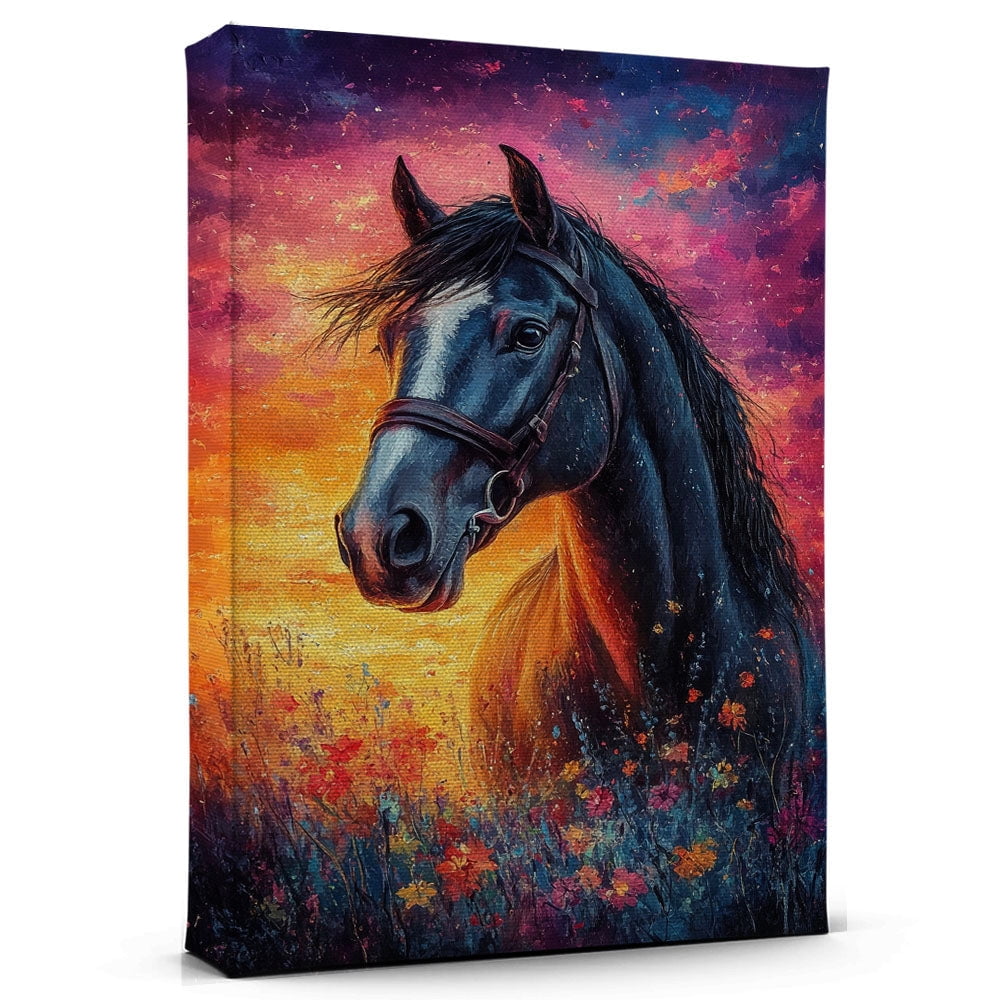 Visual Reference: Horse Black Icelandic Canvas For Wall Funny Animal Decor Horse