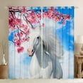 thumbnail image 1 of Horse Blackout Curtains Bedroom Decor,3D Galloping Horse Curtains & Drapes,Farm Animal Window Treatments,Blue Sky Cherry Blossom Floral Window Curtains Nature Theme Decor, 1 of 6
