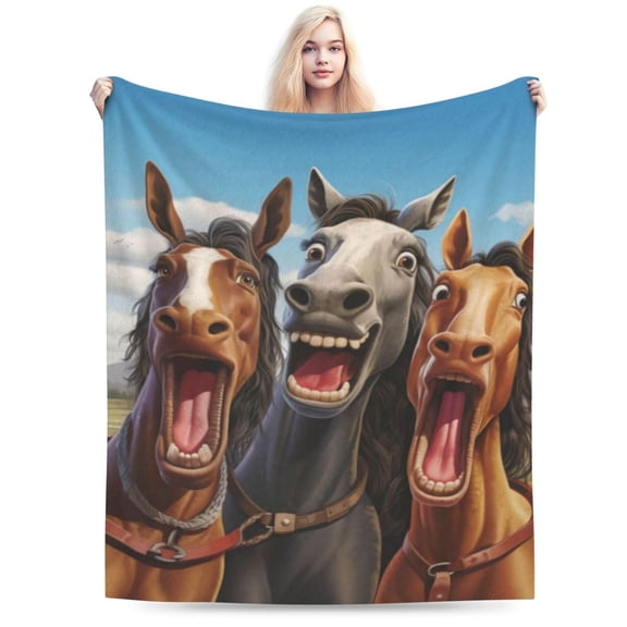 Horse Blanket Animal Pattern Print Flannel Throw Blankets 50x40