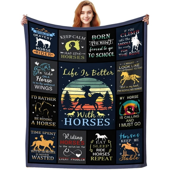 Horse Blanket Gifts for Girls Women,Soft Cozy Horses Blankets and Throws Bed Bedding,Funny Horse Themed Equestrian Gifts for Horse Lovers Kids 40X50